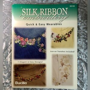 𝅺BUCILLA 1997 SILK RIBBON EMBROIDERY “Quick & Easy Wearables” - Booklet 99108